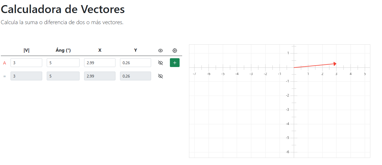Captura Simulación Calculadora de Vectores
